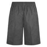Zeco boys elasticated pull up school shorts in grey, back view