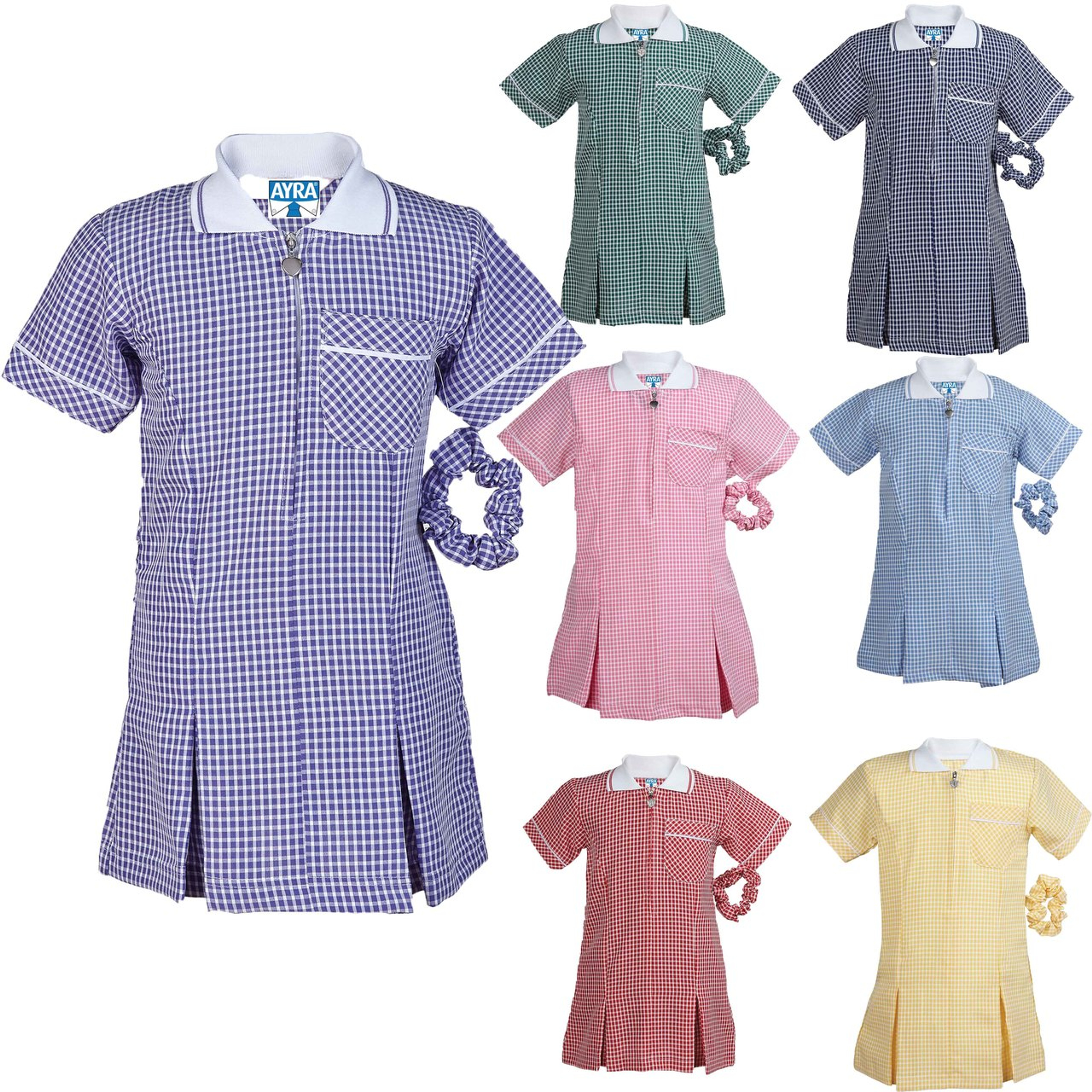 girls purple gingham school dress