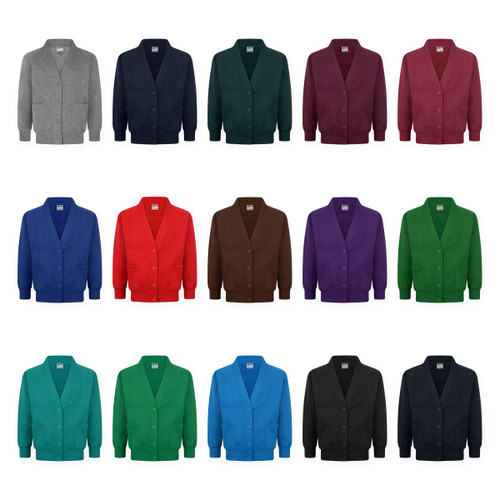 Zeco school sweatshirt cardigan in all 15 colours