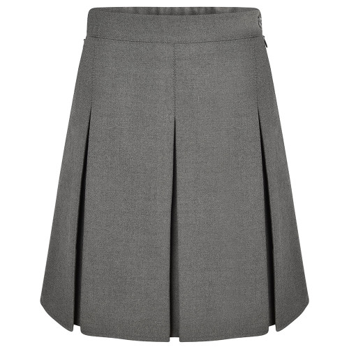 Zeco contemporary stitched down box pleat skirt in grey