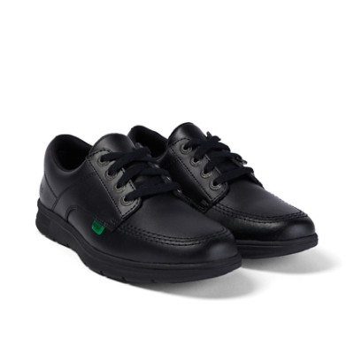 Kickers Kelland Lo Lace Leather Adult School Shoes Black top view