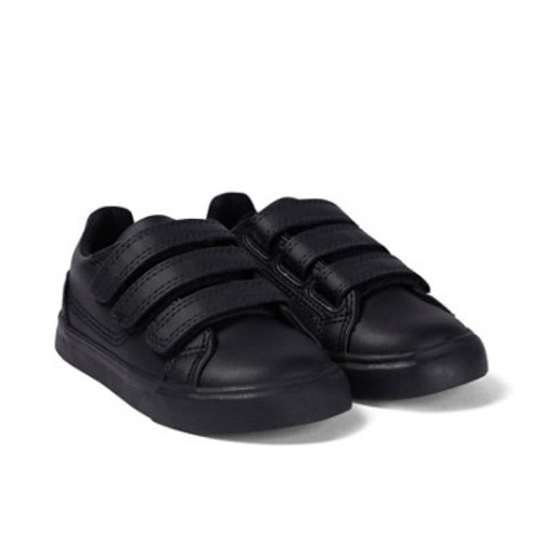 Kickers Tovni Trip Leather Infant School Shoes Black top view