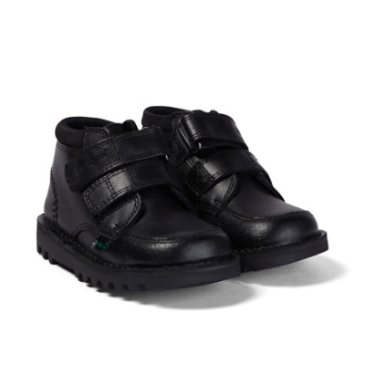 Kickers Kick Hi Leather Infant School Boots Black top view