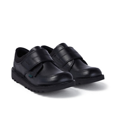 Kickers Kick Lo Leather Junior School Shoes Black top view