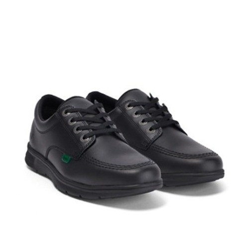 Kickers Kelland Lace Leather Youth School Shoes Black top view