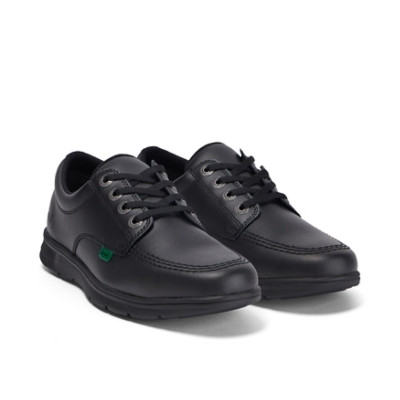 Kickers Kelland Lace Leather Youth School Shoes Black top view