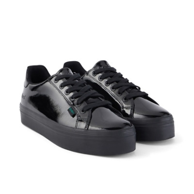 Kickers Tovni Stack Patent Leather Womens Shoes Black top view