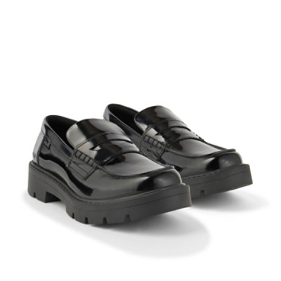 Kickers Kori Loafer Leather Womens Shoes Black top view