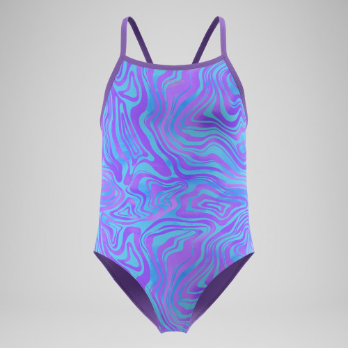 Speedo Girls Printed Thinstrap Swimsuit Purple
