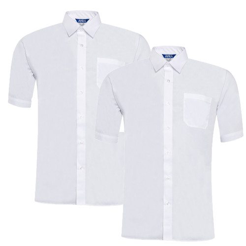 Boys Twin Pack Short Sleeve Non Iron School Uniform Shirt (Ayra)