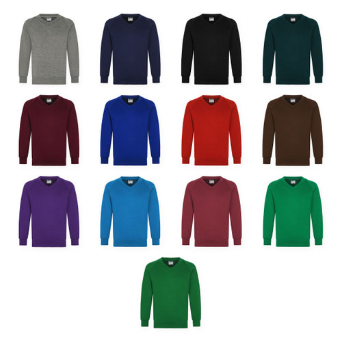 Zeco school v-neck sweatshirt in all 13 colours