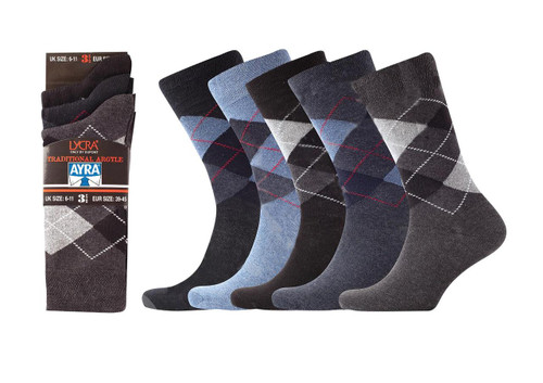 12 pairs of men's argyle diamond socks with Lycra