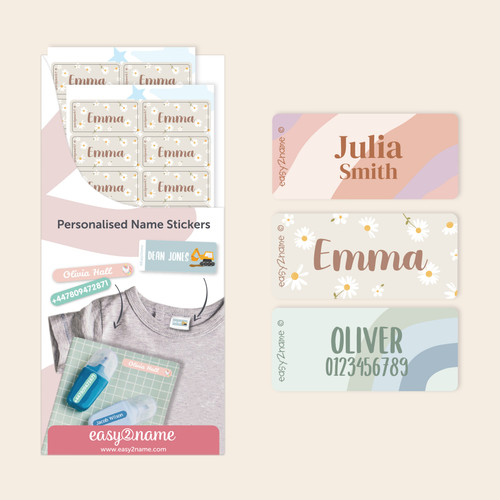 Easy2Name pattern clothing name stickers, personalised with a name