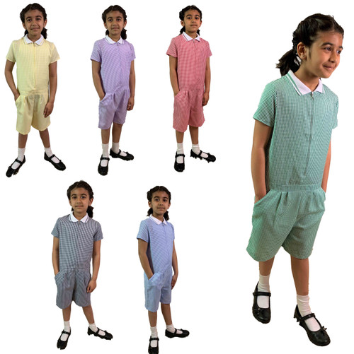 Girls' Gingham School Playsuit (Ayra) (GPS1) All Colours