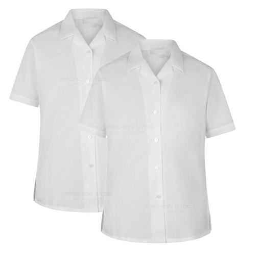 Plashet School Twin Pack SHORT SLEEVE Revere Collar Blouses