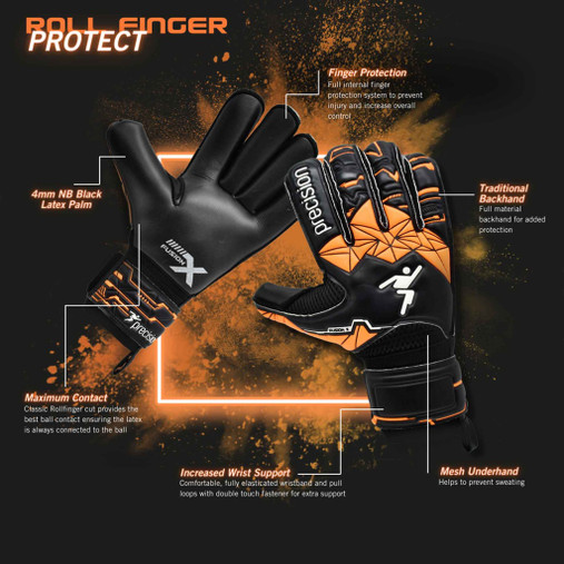  Precision Junior Fusion X Roll Finger Protect GK Gloves (PRG15306) 