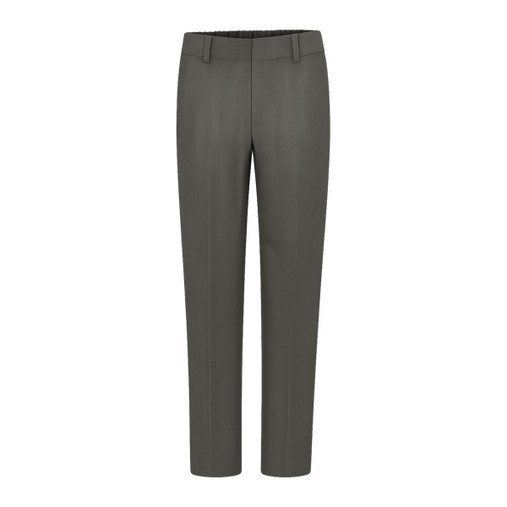 A full-length front view of the boys' grey adjustable waist school trousers, presenting the classic fit and versatile colour suitable for various school uniforms.