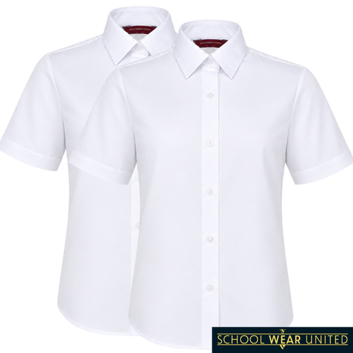 Winterbottoms girls white short sleeve non iron school blouse, twin pack uniform blouse