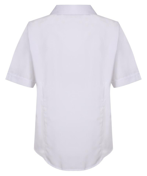 TPB422 Girls Short Sleeve Revere Collar Non-Iron Blouse - White - Twin Pack - White