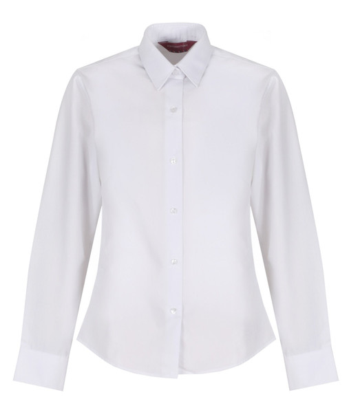 TPB424 Girls Long Sleeve Non-Iron Blouse - Slim Fit - White - Twin Pack - White