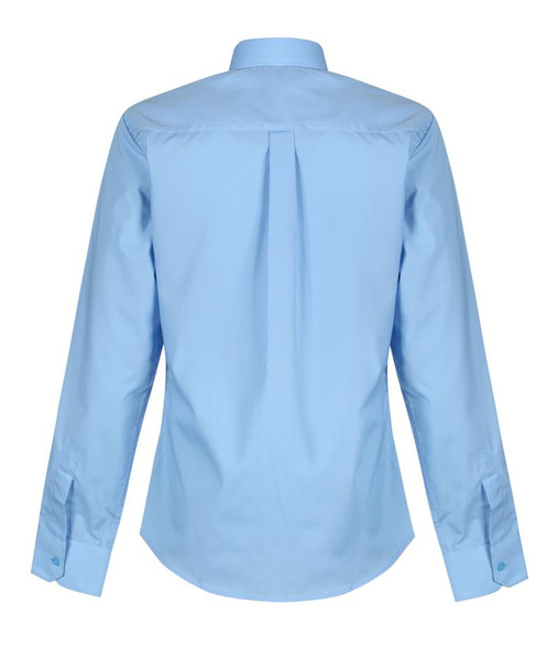 TPB424 Girls Long Sleeve Non-Iron Blouse - Slim Fit - White - Twin Pack - Blue