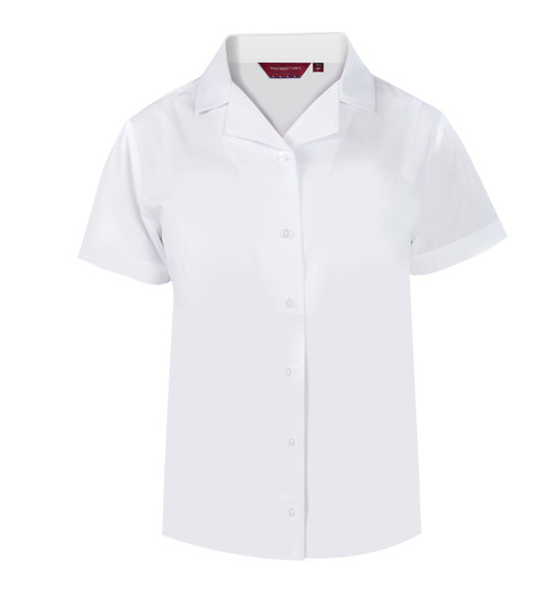 TPB426 Girls Slim Fit - Non Iron - Twin Pack Short Sleeve Revere Blouse - White - White