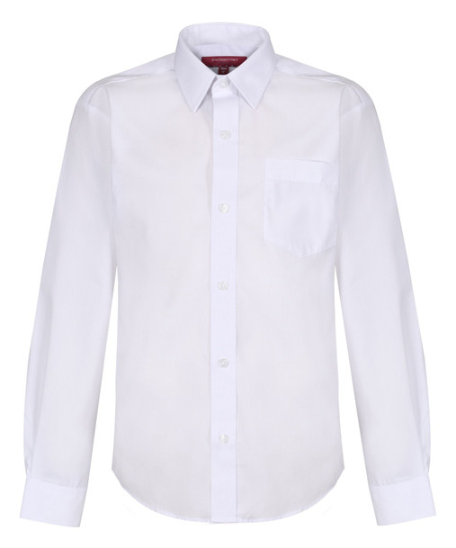TPS210 Boys Long Sleeve Non-Iron Shirt - Regular Fit - White - Twin Pack - White