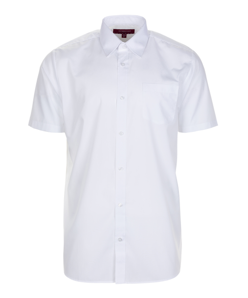 TPS211 Boys Short Sleeve Non-Iron Shirt - Regular Fit - White - Twin Pack - White