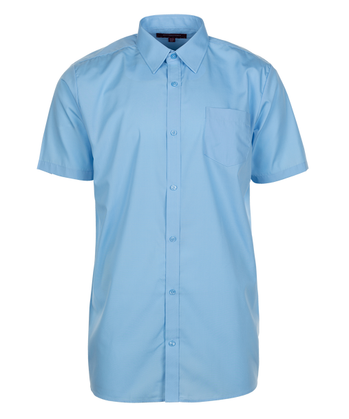 TPS211 Boys Short Sleeve Non-Iron Shirt - Regular Fit - White - Twin Pack - Blue