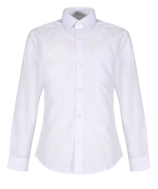 TPS212 Boys Long Sleeve Non-Iron Shirt - Slim Fit - White - Twin Pack - White