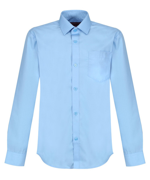 TPS212 Boys Long Sleeve Non-Iron Shirt - Slim Fit - White - Twin Pack - Blue