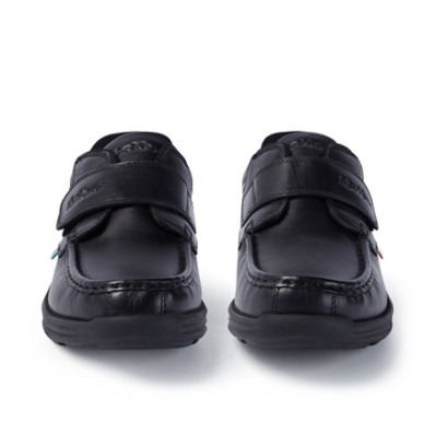 Kickers Reasan Strap Leather Youth Boys School Shoes Black back view