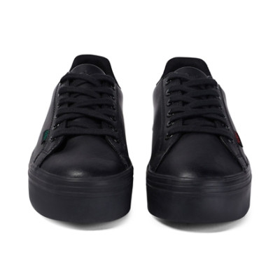 Kickers Tovni Stack Leather Youth Girls School Shoes Black back view
