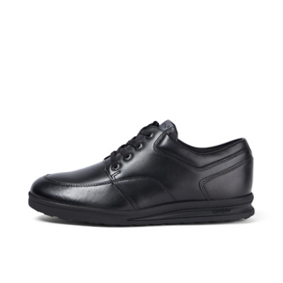 Kickers Troiko Lace Leather Youth Boys School Shoes Black angled front view