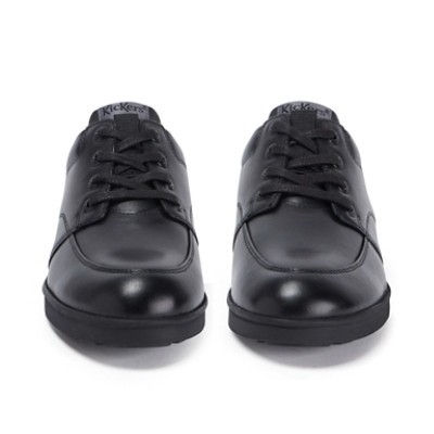 Kickers Troiko Lace Leather Youth Boys School Shoes Black back view