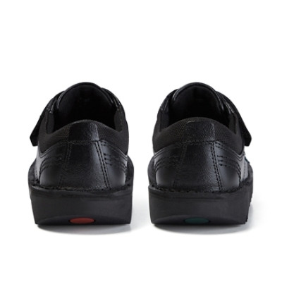 Kickers Kick Lo Leather Junior School Shoes Black inner lining detail
