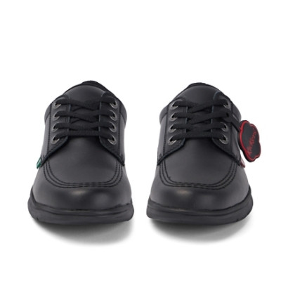 Kickers Kelland Lace Leather Youth School Shoes Black back view