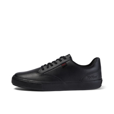 Kickers Tovni Tumble Leather Mens Shoes Black angled front view