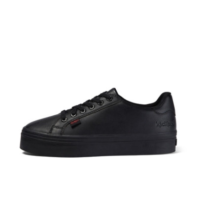 Kickers Tovni Stack Leather Womens Shoes Black angled front view