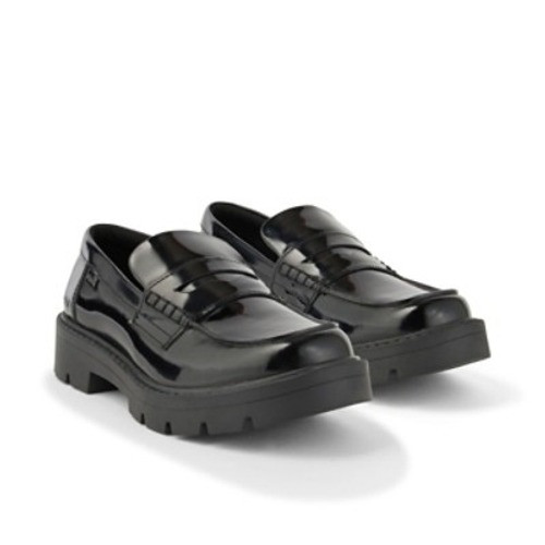 Kickers Kori Loafer Leather Womens Shoes Black top view
