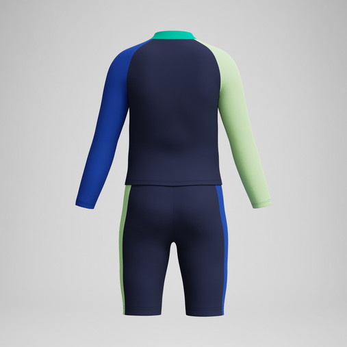Speedo Long Sleeve Colorblock Rash Guard & Jammer Set