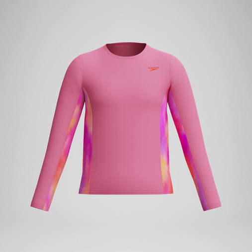 Speedo Long Sleeve Print Splice Rash Guard