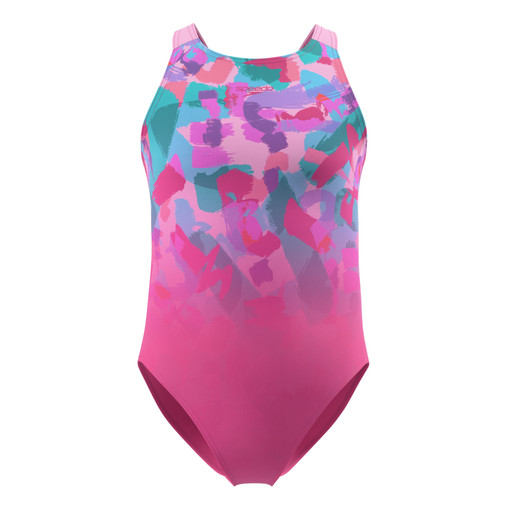 Speedo Girls Printed Pulseback Swimsuit Pink