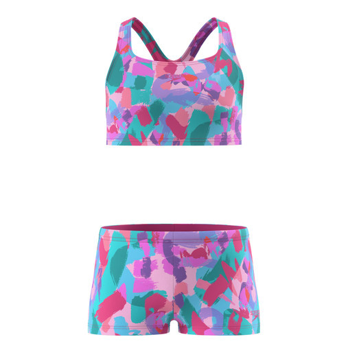 Speedo Girls Printed Racerback Bikini Set Pink/green
