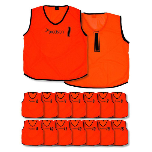 (Pack of 15) Precision Mesh Numbered 1 - 15 Training Bibs (Youths, Adult)