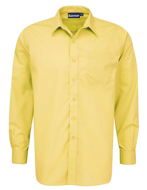 Yellow Shirt. Boys Twin Pack Long Sleeve School Shirt (Banner) (911350)