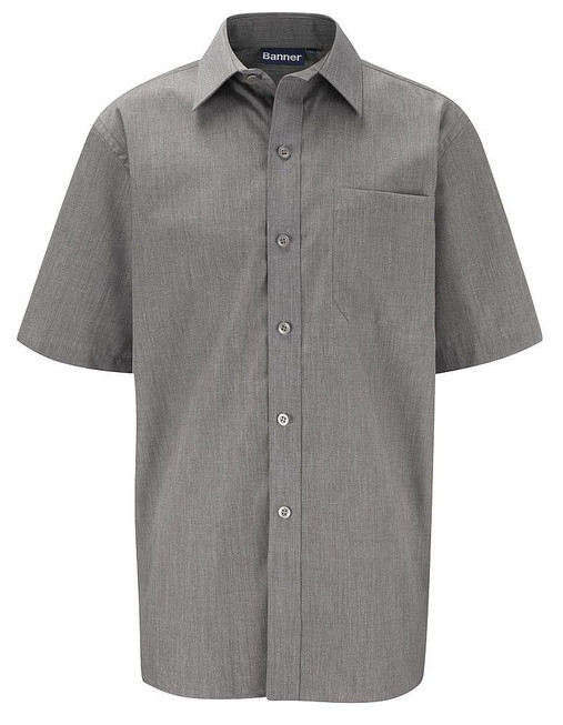 Grey Short Sleeve Shirt. Boys Twin Pack Short Sleeve School Shirt (Banner) (911351)