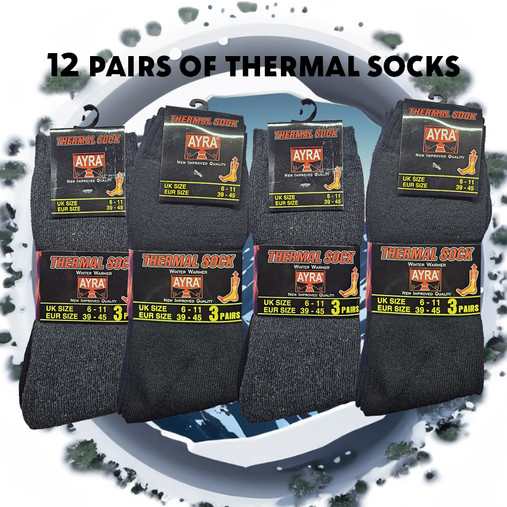 Stay Warm in Style: 12-Pack of Men's Thermal Socks | Cozy & Comfortable | Sizes 6-11 | Perfect for Chilly Days