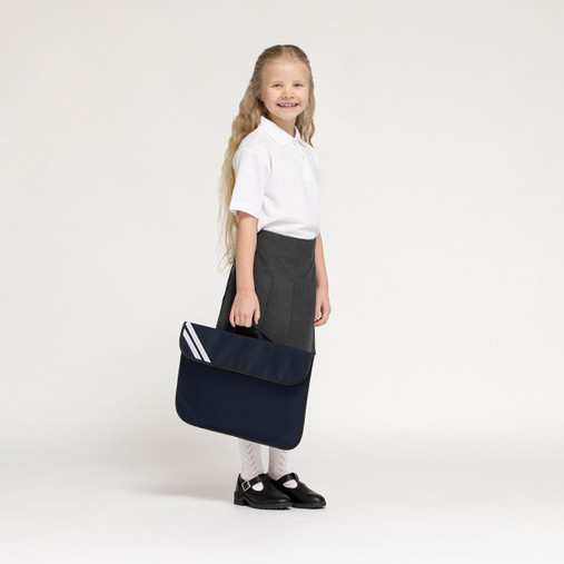 Zeco school book bag in navy, worn