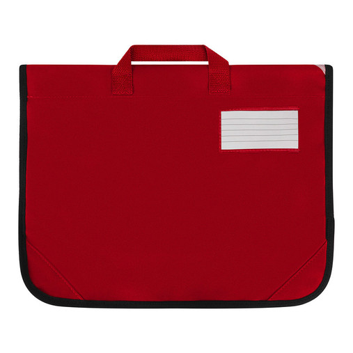Zeco school book bag in red, back view